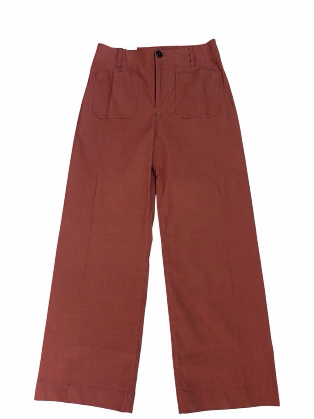 Maeve Colette Wide Leg High Rise Pants in Rust - Picture 2 of 10
